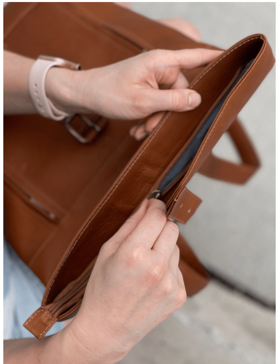 Leather Roll-Top Backpack