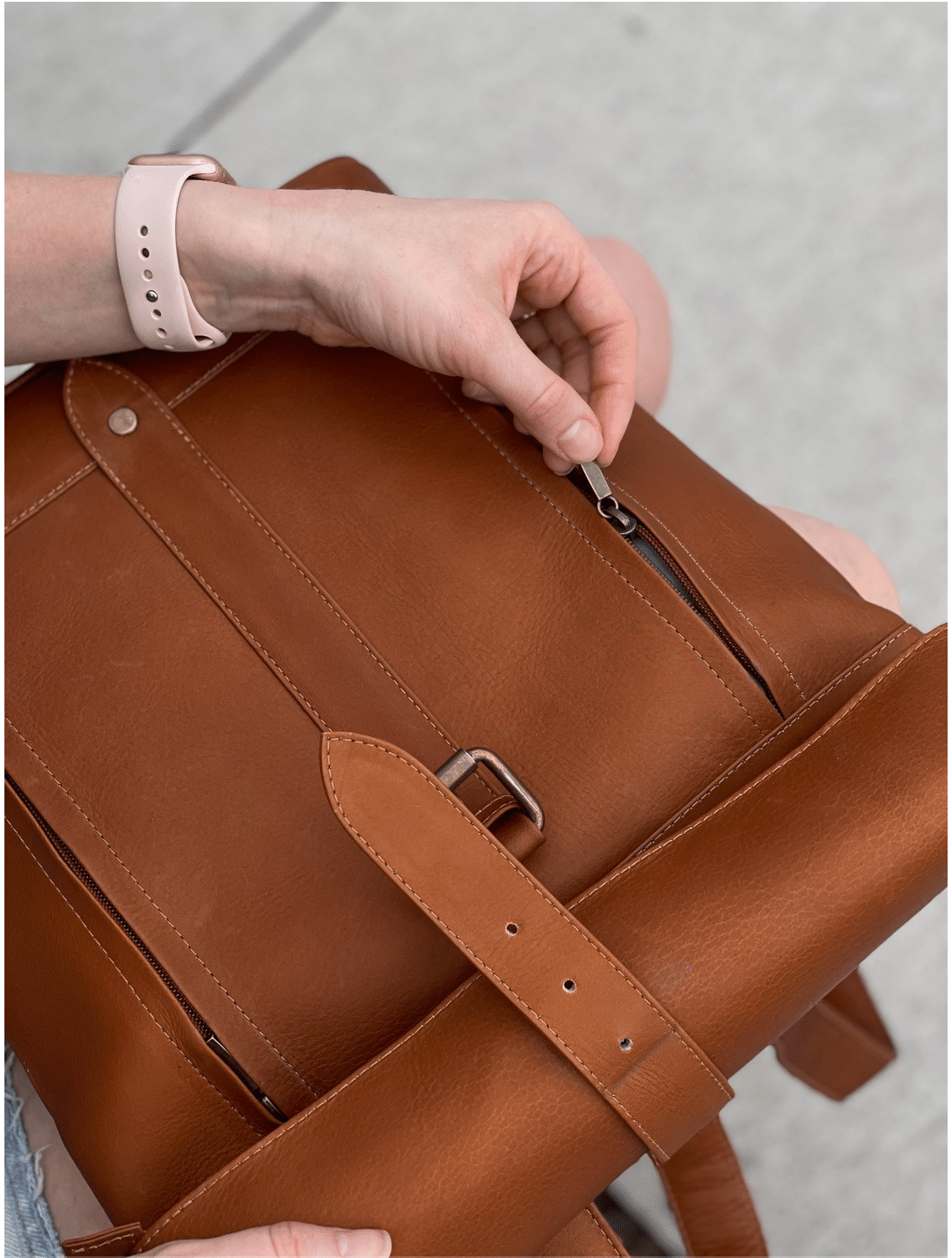 Leather Roll-Top Backpack