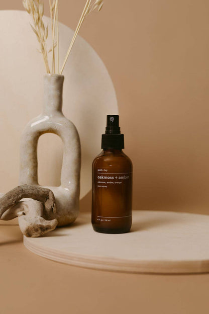 Oakmoss + amber room + linen spray - oakmoss, amber, orange