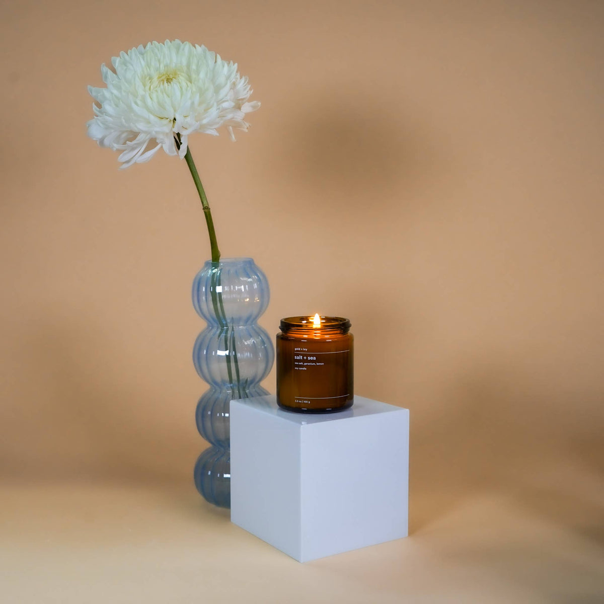 Salt + sea soy candle - sea salt, geranium, lemon
