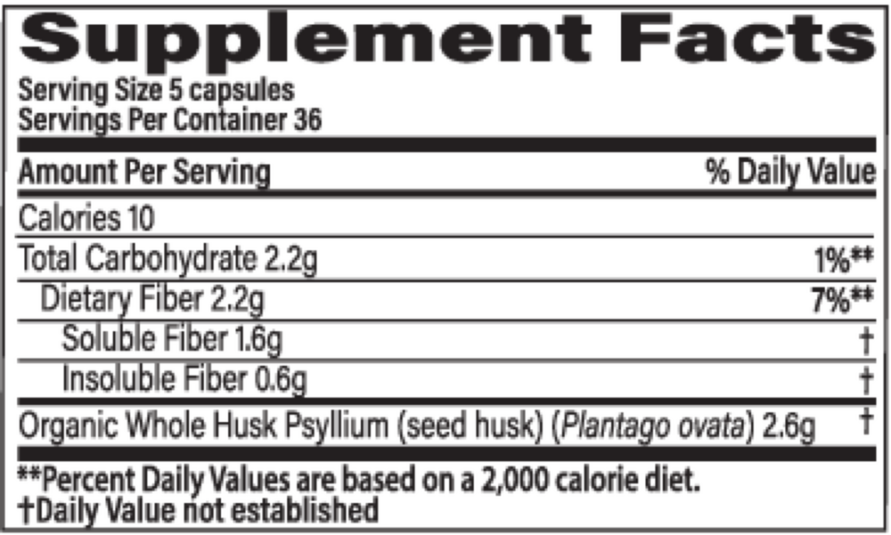 Whole Husk Psyllium Fiber - 180caps