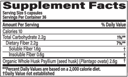 Whole Husk Psyllium Fiber - 180caps