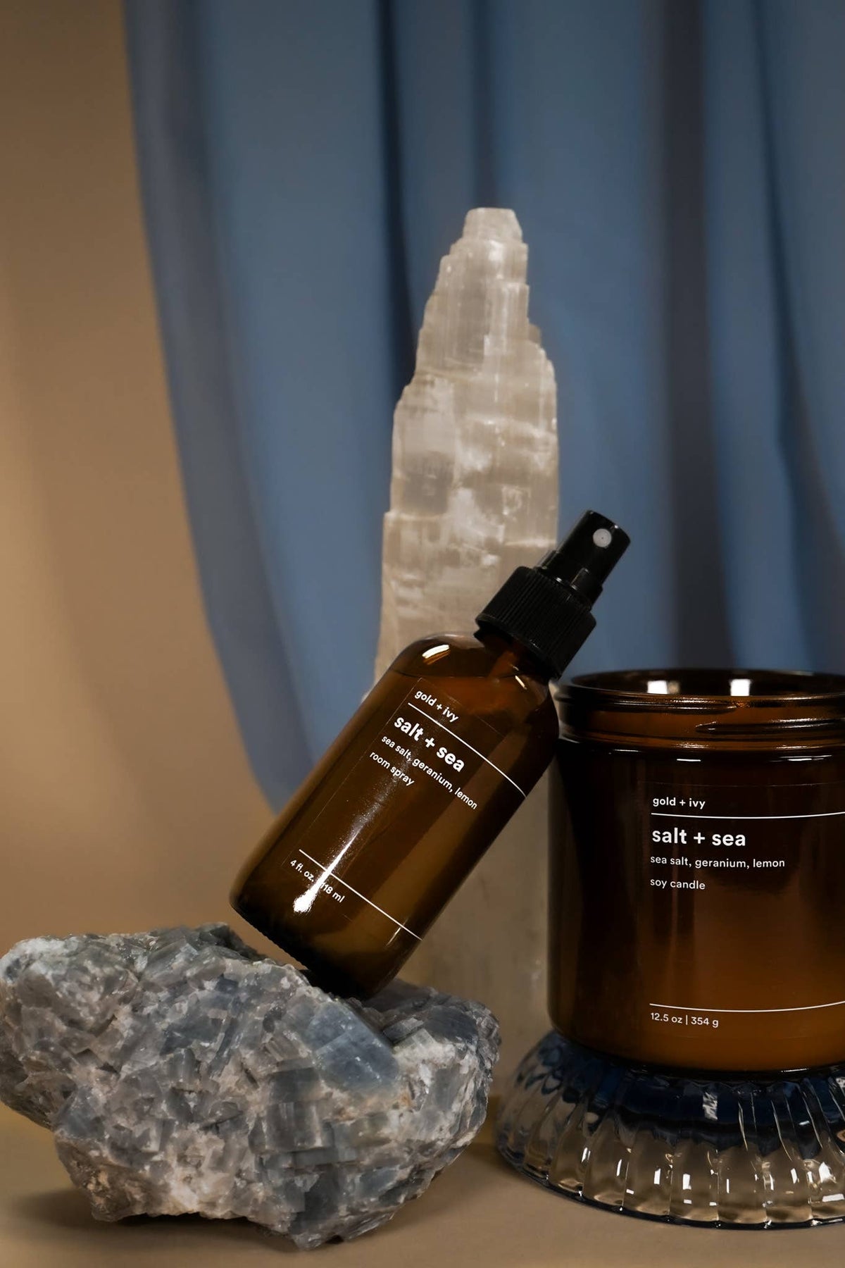 Salt + sea soy candle - sea salt, geranium, lemon
