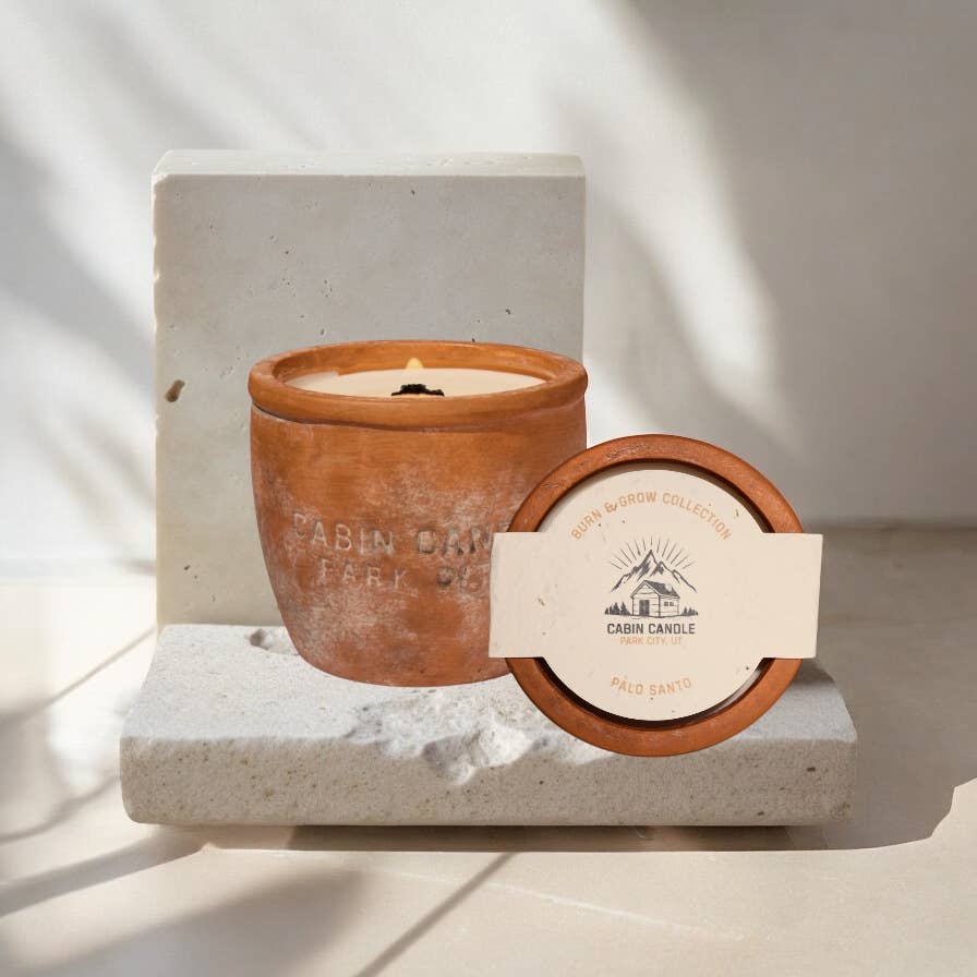 Palo Santo Burn & Grow Candle -Terra Cotta Pot w/ Seed Label