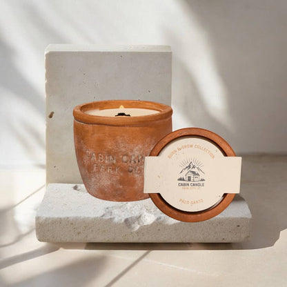 Palo Santo Burn & Grow Candle -Terra Cotta Pot w/ Seed Label