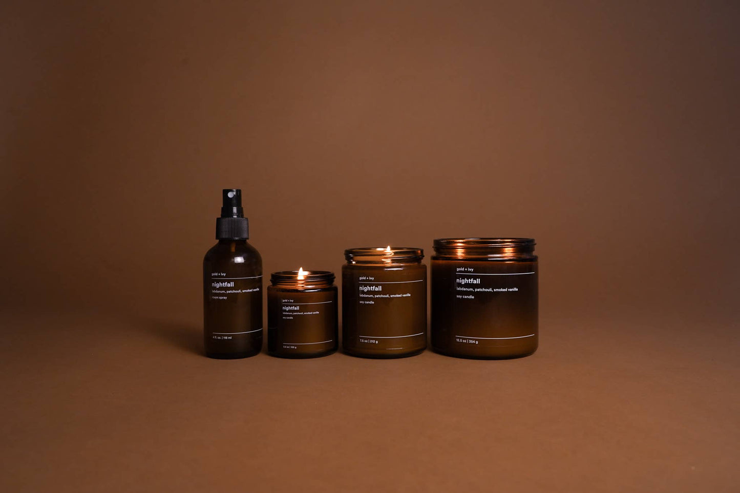 Nightfall soy candle - labdanum, patchouli, smoked vanilla