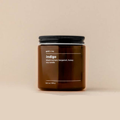 Indigo soy candle - black currant, bergamot, honey