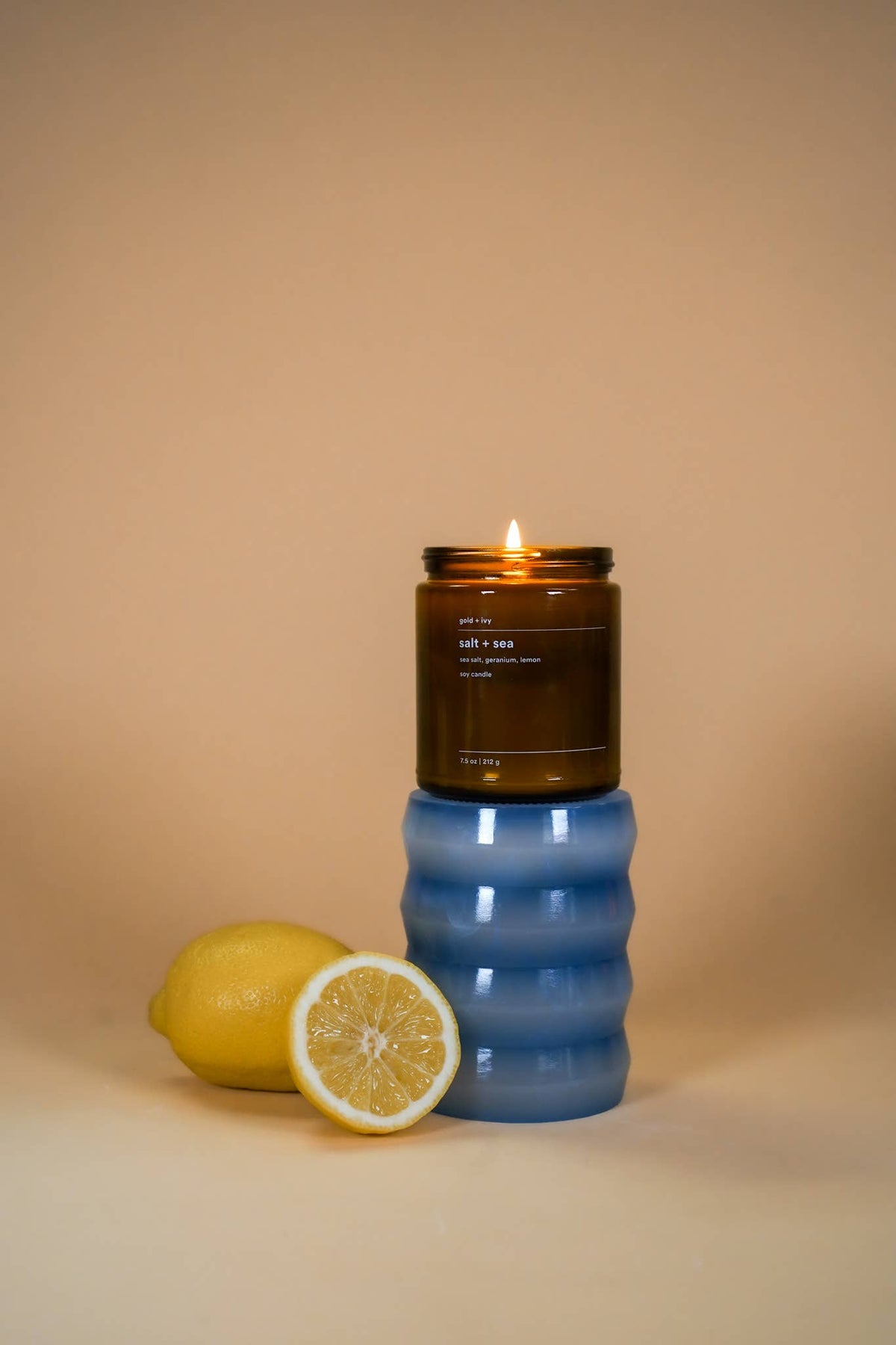 Salt + sea soy candle - sea salt, geranium, lemon