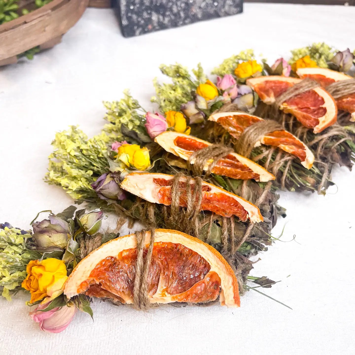 Sage with Wildflowers - Grapefruit smudge stick