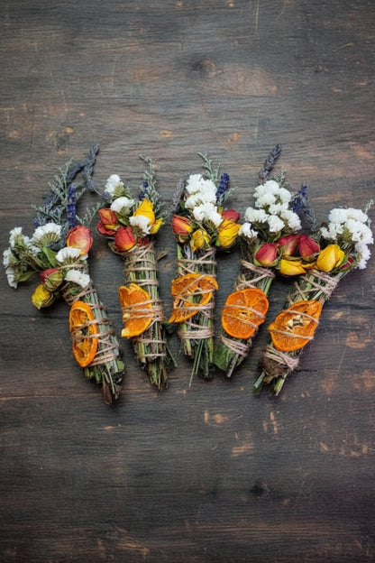 Sage with Wildflowers - Lavendar Mint Orange Smudge Stick