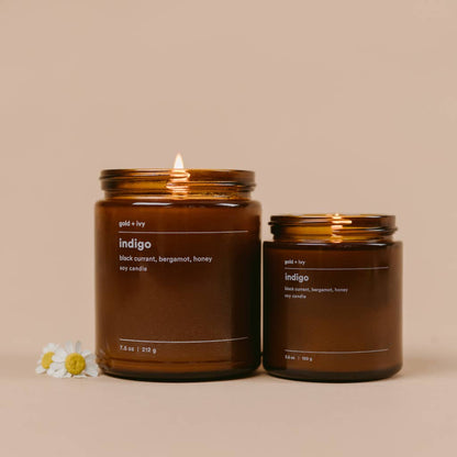 Indigo soy candle - black currant, bergamot, honey