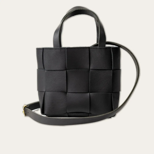The Woven Mini Tote- Black