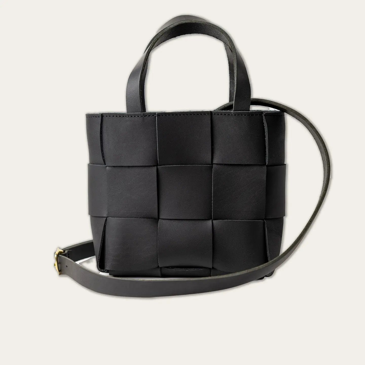 The Woven Mini Tote- Black