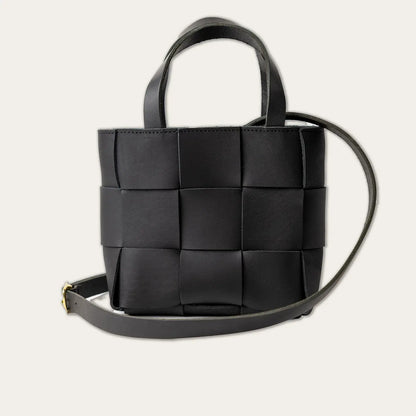 The Woven Mini Tote- Black