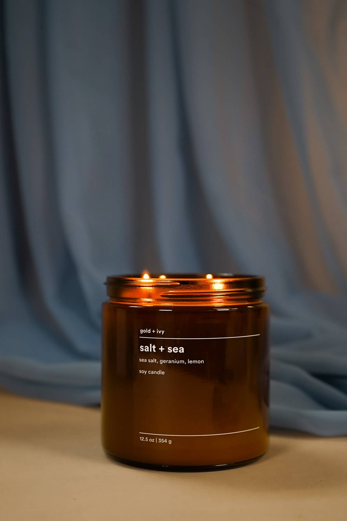 Salt + sea soy candle - sea salt, geranium, lemon
