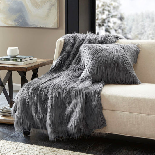 Grey Fur Throw
