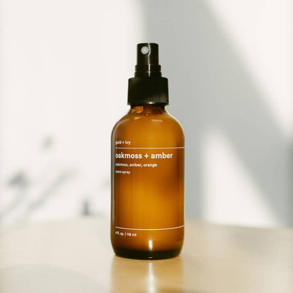 Oakmoss + amber room + linen spray - oakmoss, amber, orange