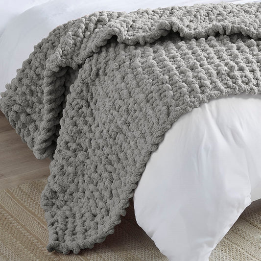 Handmade Grey Knit Throw