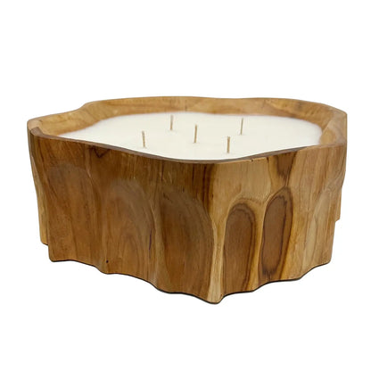 Large Teak Organic Bowl Candle
