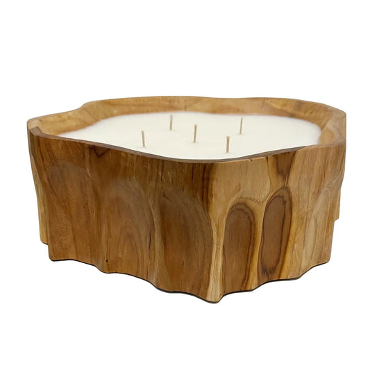 Large Teak Organic Bowl Candle